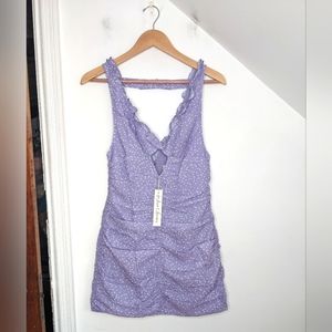 FOR LOVE & LEMONS Purple Polka Dot Chelsea Mini Dress NEW Size XS